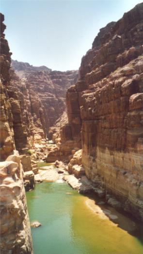 Wadi Muijb which ends in the Dead Sea