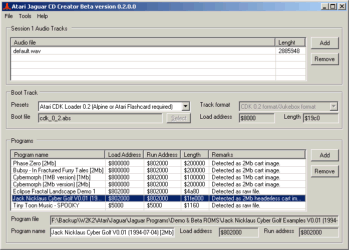 Jaguar CD Creator main screen